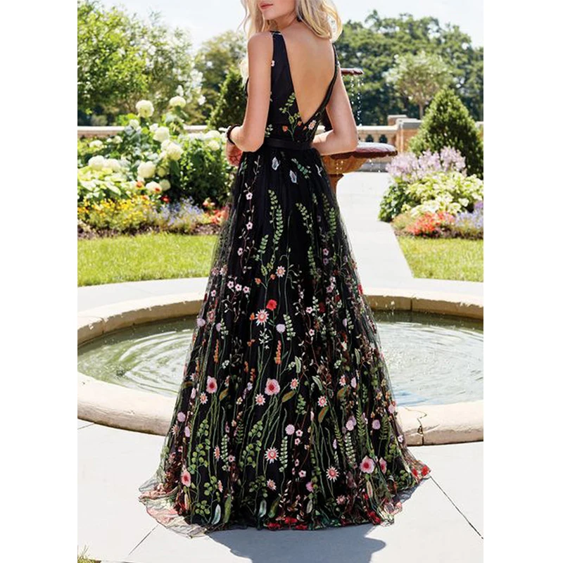 Платье-трапеция женское длинное в пол элегантное романтичное вечернее Макси