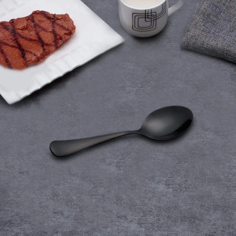 

Black teaspoons teaspoons, Mini stainless steel cake spoons, scoop for ice cream , small teaspoons for dessert, set of 6 (black