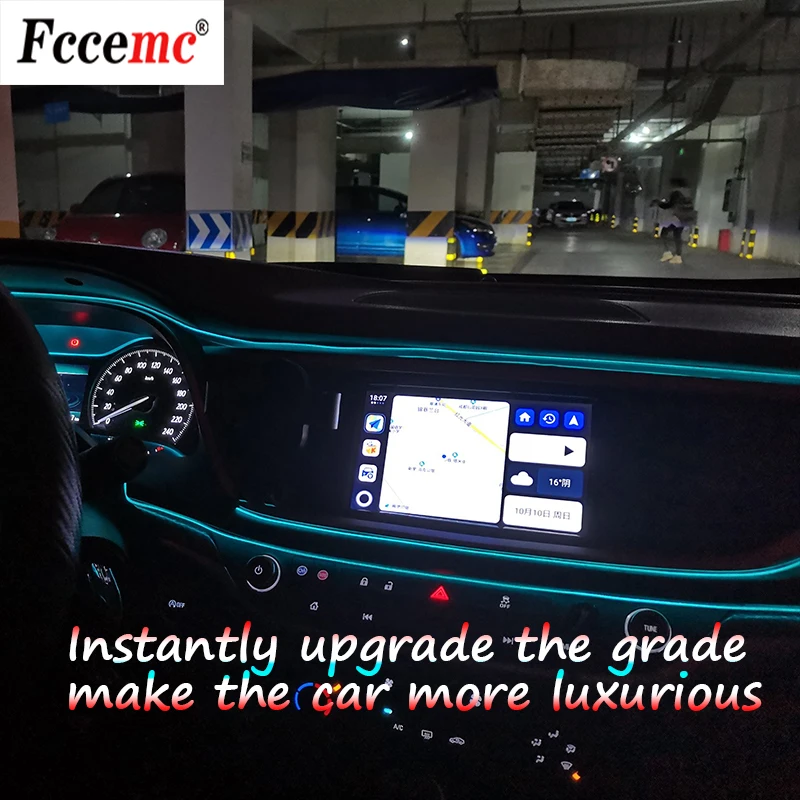 

Автомобильный интерьер декоративсветильник вая лента RGB Гибкая EL многофункциональная с управлением через приложение Автомобильная атмосф...