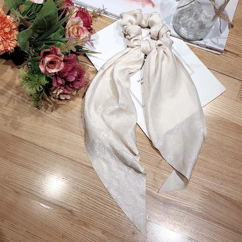 Твердые тесемка шарф резинки для волос женщин галстук веревки хвост держатель