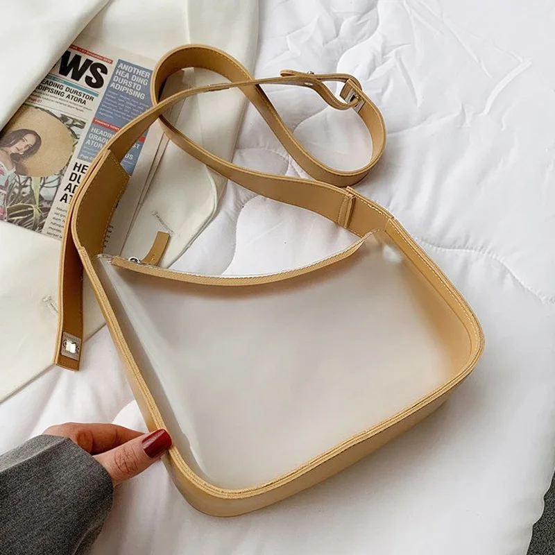 

New Small PVC Transparent Crossbody Shoulder Bag for Women 2021 Trendy Luxury PU Leather Travel Branded Handbags and Purses