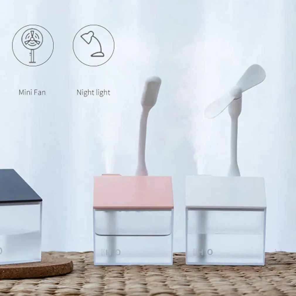 

Small House Three-in-one USB Humidifier Humidification Fan Night Light For Home Office Moisturizing Low Noise Auto Accessories