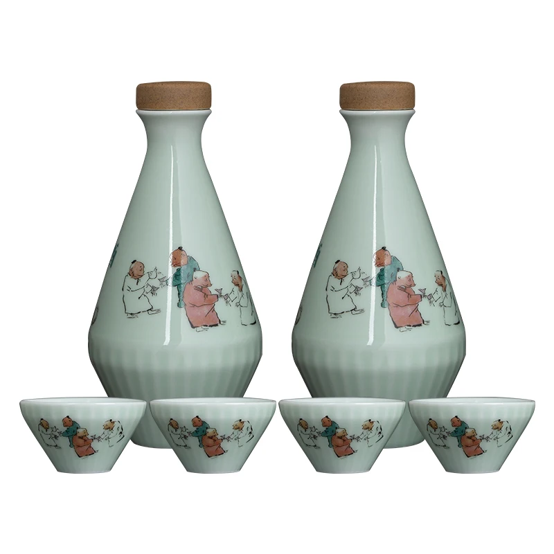 

Ceramic Simple Sake Cups Set Practical Cup Mini Personalized Wine Equipment Design Heupfles Gepersonaliseerd Drinkware EC50JJ