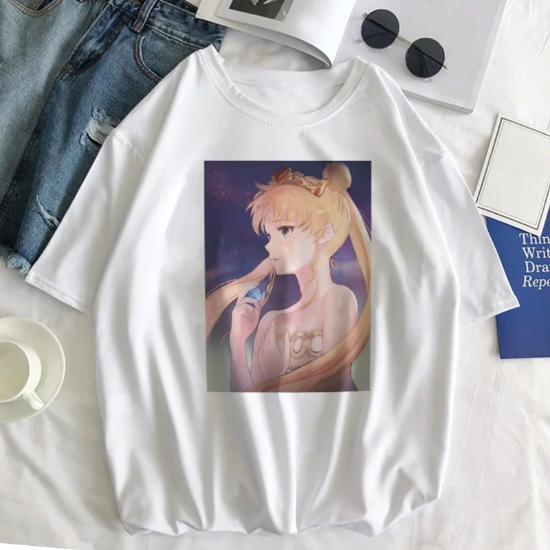 Sailor Moon Cat Футболка женская летняя Kawaii стильная одежда Harajuku футболка Ulzzang Повседневная футболка с коротким рукавом женская футболка