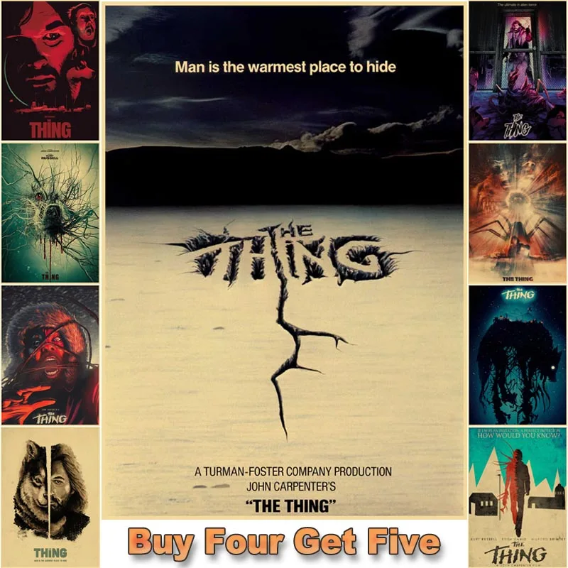 

Classic Horror Movie The Thing Poster Retro Kraft Paper Posters DIY Wall Art Painting Stickers Home Bar Decor Fans Collection