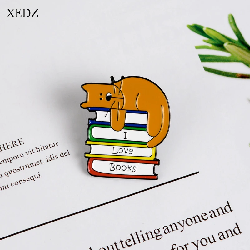Брошь XEDZ в виде кота на корточках для книги модная индивидуальная Милая брошь