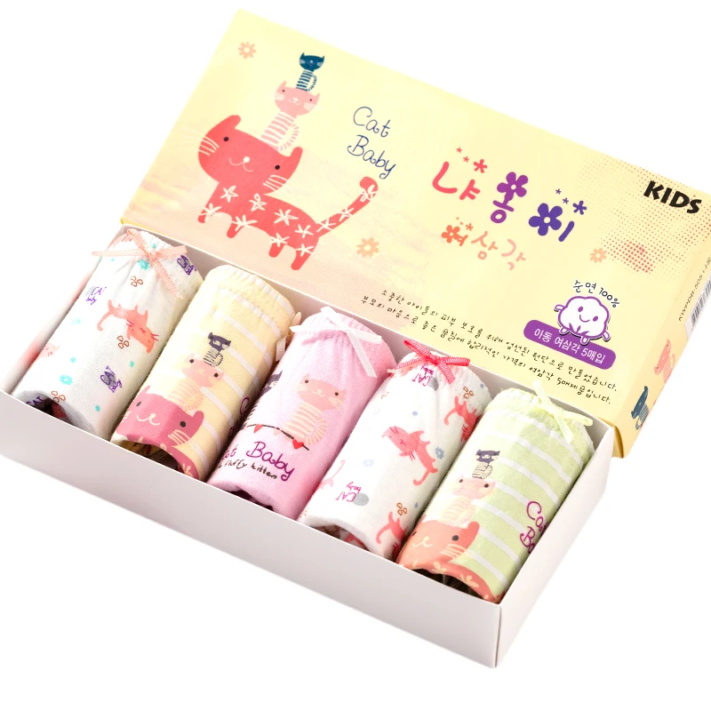 

5 Piece/lot Kids Underwear Hot Selling Soft Cotton Cute Cartoon Cat Girls Panties Girls Children's Pants Underpants