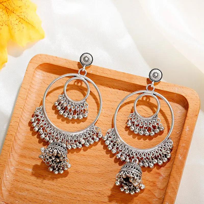 2021 античные золотые Бохо большие круглые Цыганский родовой индийский Висячие