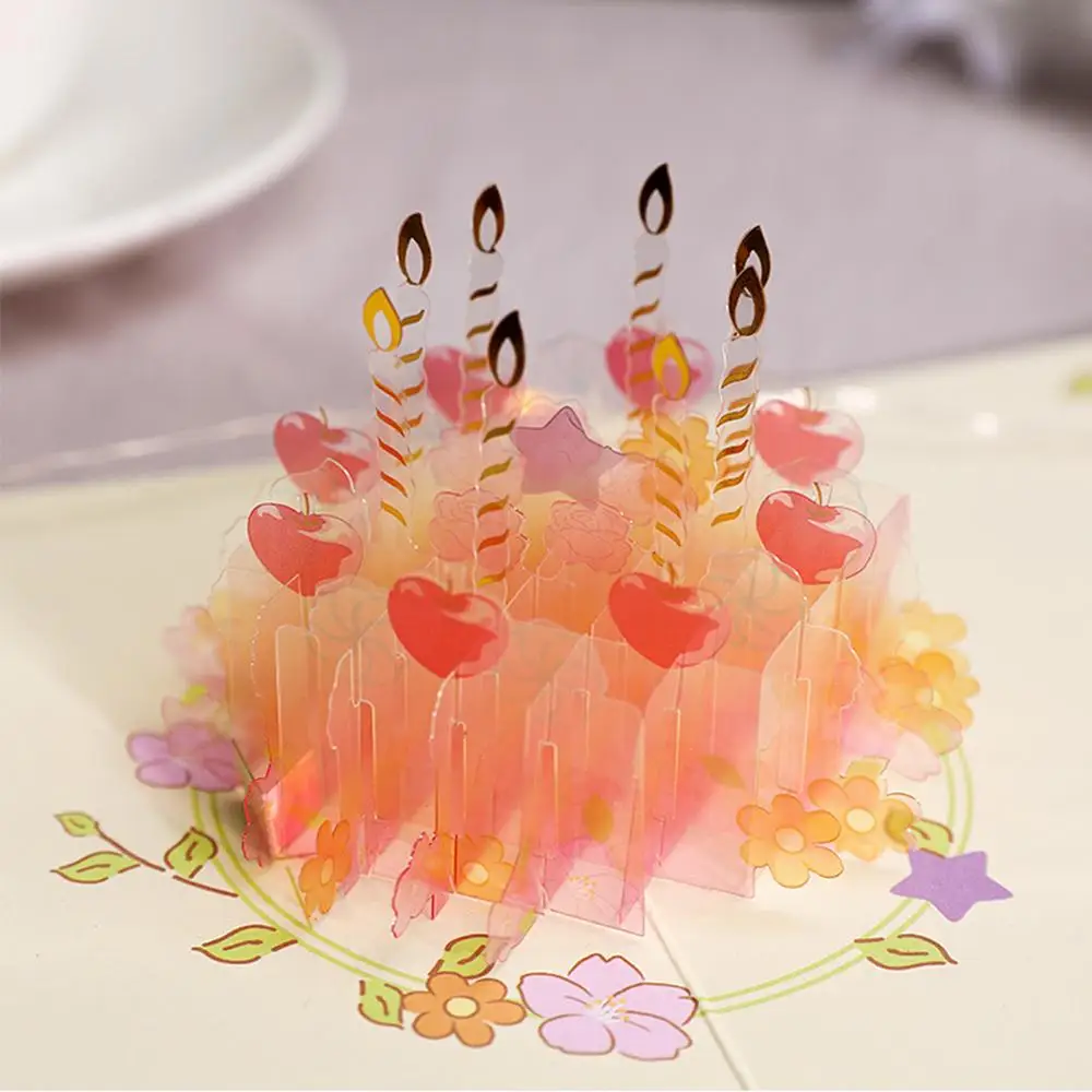 3D Crystal Cake Greeting Card Birthday with Mini Transparent Clear for Girlfriend Fam | Дом и сад