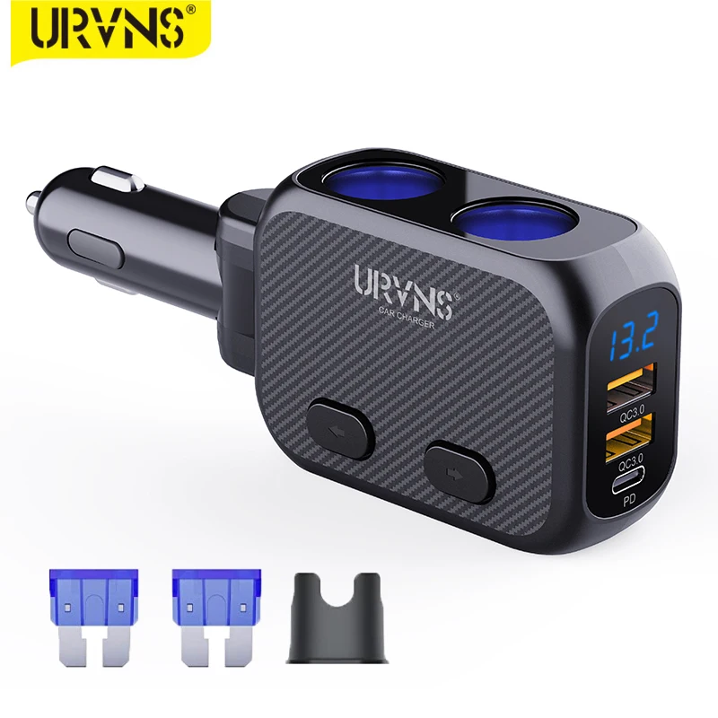 

URVNS Cigarette Lighter Splitter, Type-C 20W PD Fast USB C Car Charger & Dual QC 3.0 180W 2-Socket Adapter for Phones, Dash Cam