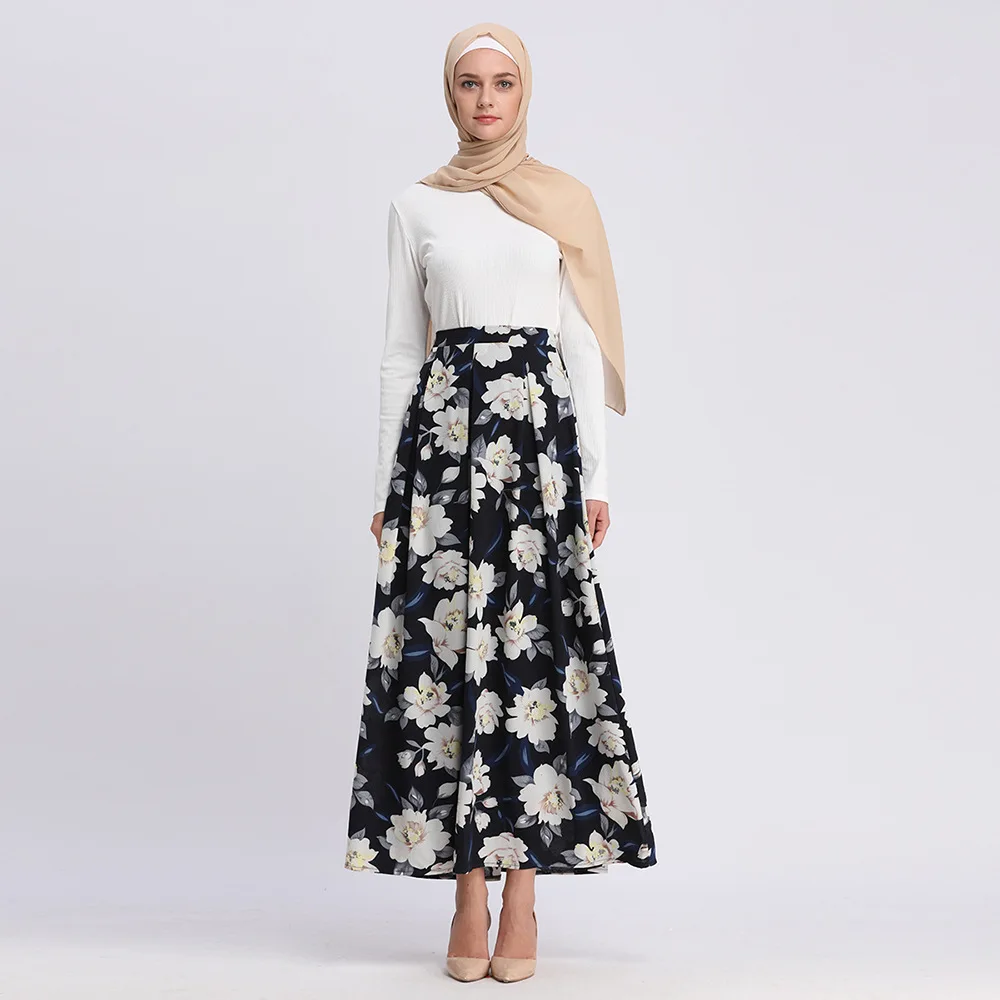 Мусульманская юбка с принтом на Ближнем Востоке Женская Цветочная длинная