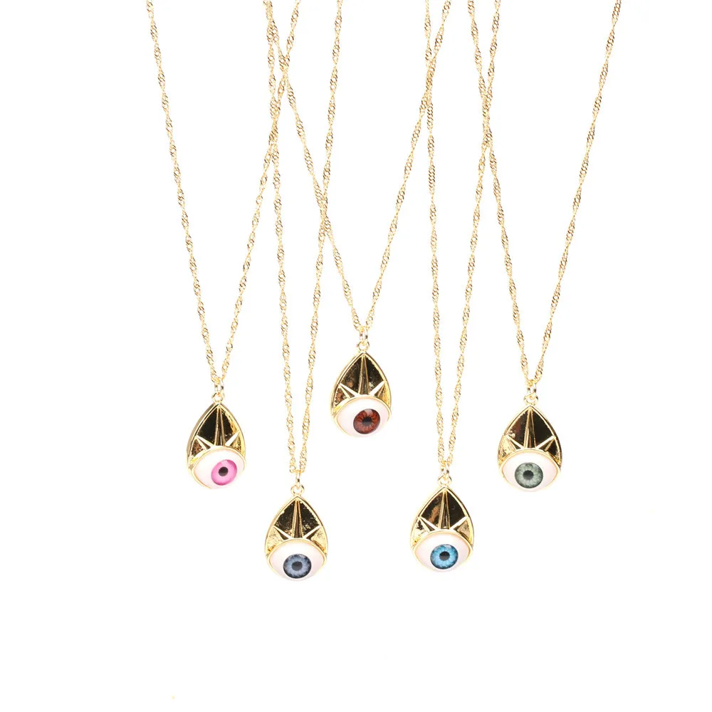 

Женское Ожерелье от сглаза, золотое ожерелье с искусственными элементами для пары, медное позолоченное турецкое голубое ожерелье до ключиц...