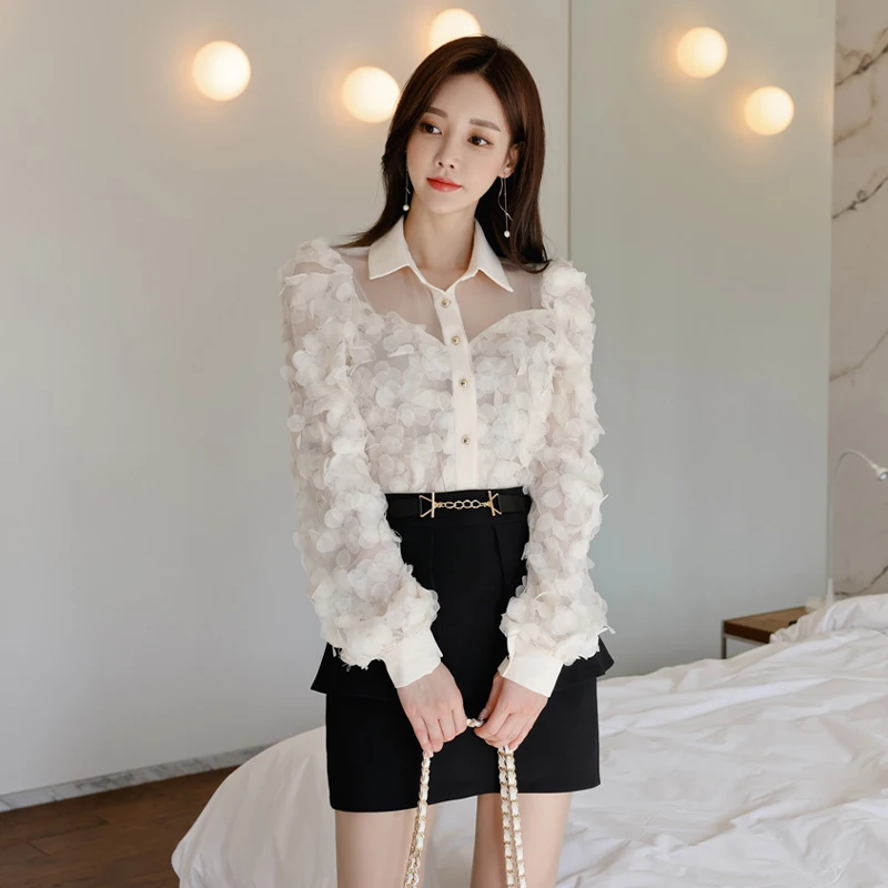 

COIGARSAM Women Skirt Autumn 2021 Solid High Waist Turn-down Collar Skirts