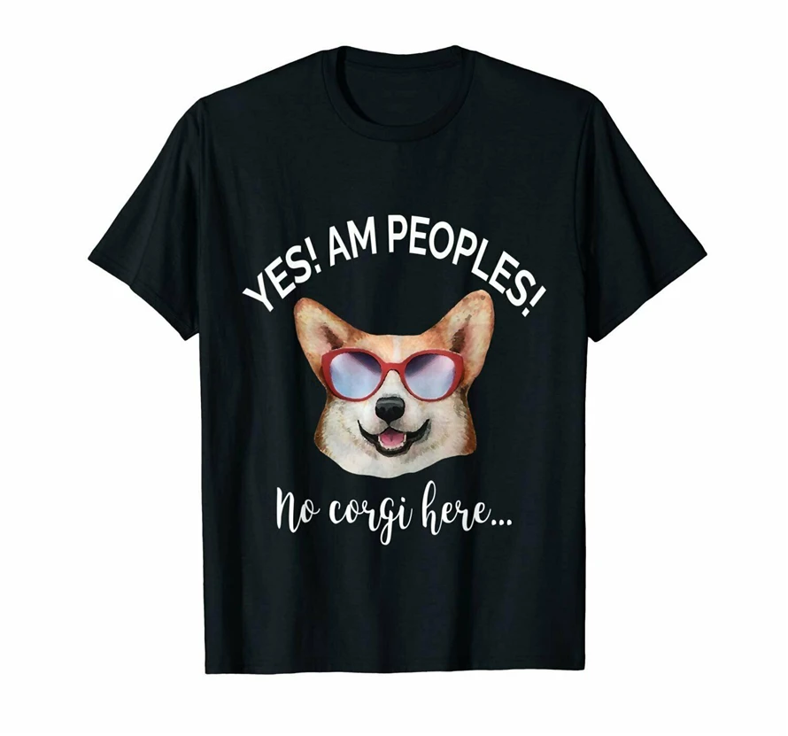 Да! Am народов! No Corgi здесь Футболка забавная собака Meme подарок брендовая одежда