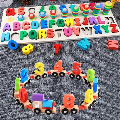 Детские цветные деревянные блоки игрушки для детей изучение цифр и буквы-игрушки