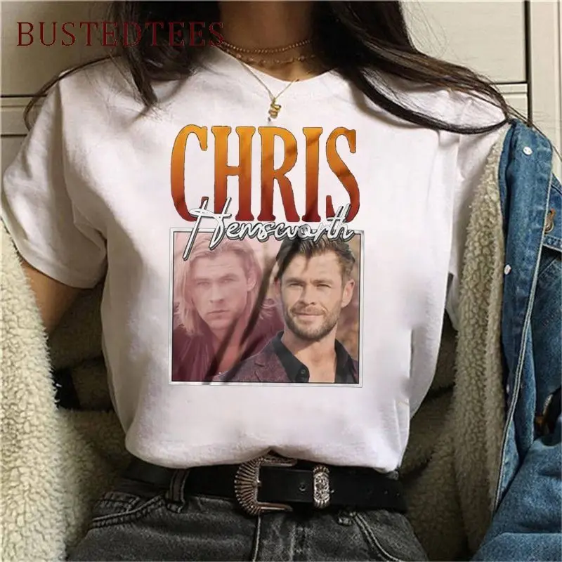 

Chris Hemsworth Fashion Tops Funny Loose Printed Short Sleeve Summer Tops for Women 2021 Graphic Tees Popular Streetwear Hip Hop