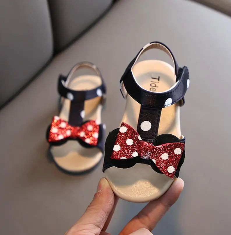 Disney детские сандалии для девочек с мультяшной Минни и бантом нескользящая Мягкая