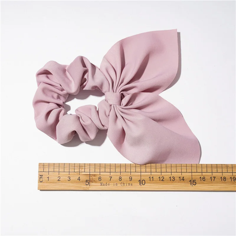 

Solid Color Ribbon Scrunchies Ponytail Scarf Elastic Hair Bands Rabbit Ears Hair Ring Fashion Lady Hairbands Girl Hair Rope
