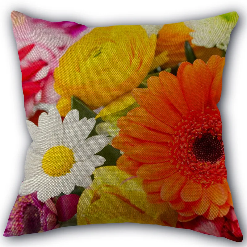 

Наволочка для подушки, цветок Гербер льняная хлопчатобумажная наволочка, тканевые наволочки, свадьба, домашний декоративный размер 45x45 см, ...