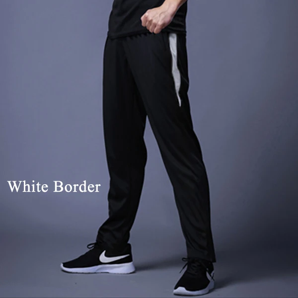 White border Мужские дышащие мужские повседневные штаны, спортивная обувь для бега, штаны с карманами на молнии, спортивные штаны для бега, спортивные брюки - Цвет: White border