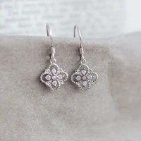 yc3264e s925 silver fashion delicacy lucky flower hollow out earrings girls gift party banquet womens jewelry earrings