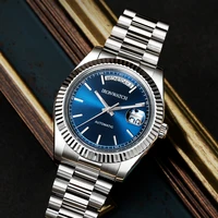 ironwatch luxury men watch day date stainless steel waterproof mechanical watch fashion sports watch men automatic watch relogio
