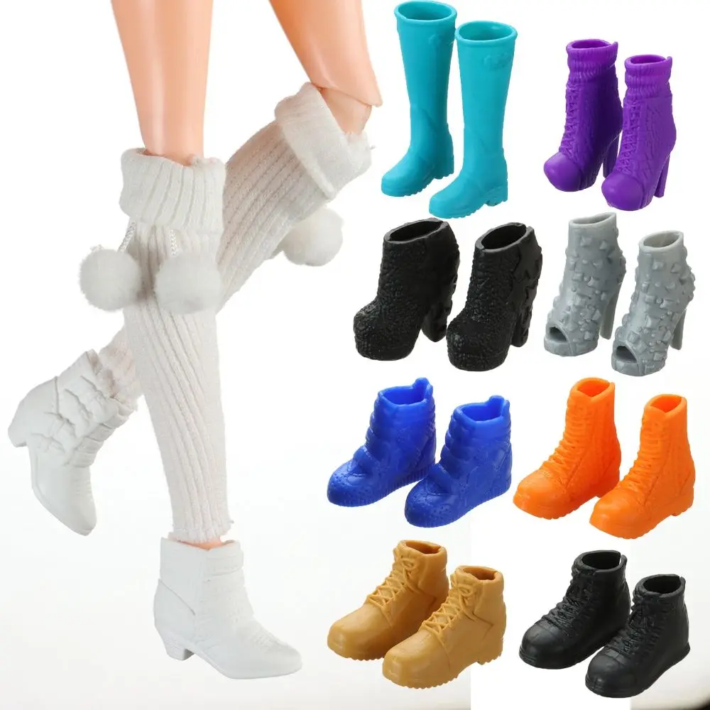 

Обувь для кукол 1 пара, модные женские ботинки для кукол, носки подходят для длины стопы 22 см, аксессуары для кукол, пластиковая кукла, красочная длинная искусственная кожа