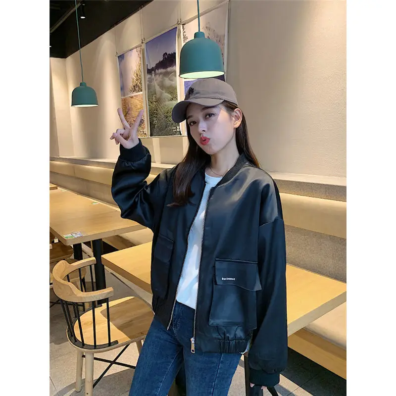 

Women Baseball Jackets Basic Coat Zipper Short Bomber Jacket Female Outwear Tops Spring Autumn Chaqueta Mujer Femme J218