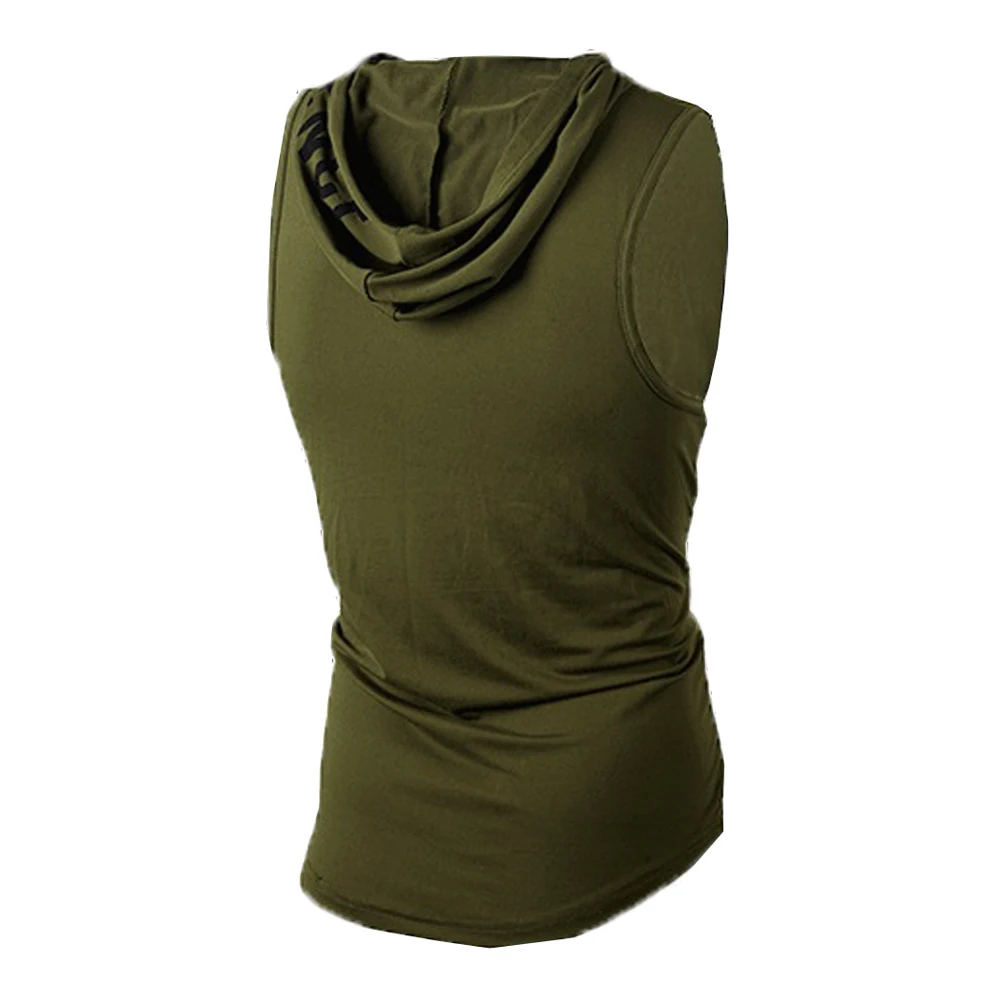 Мужская майка с капюшоном без рукавов для бодибилдинга тренировок фитнеса