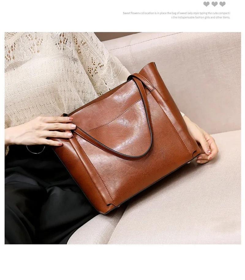 

2021 new fashion large capacity handbag simple atmosphere women's single shoulder bag leather women's messenger bag
