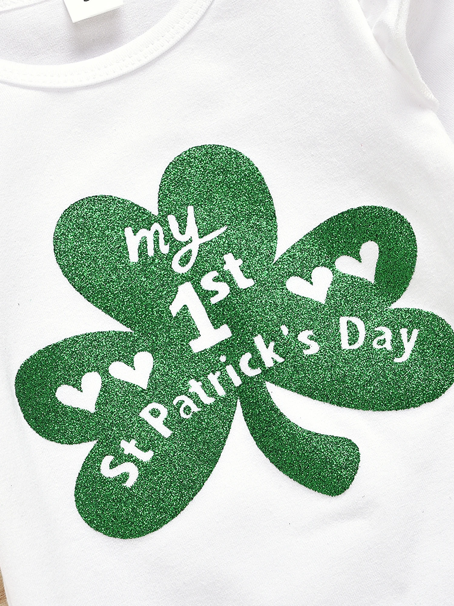 

Baby Girl My 1st St. Patrick's Day Outfit Shamrock Print Romper+Tutu Skirt+Headband+Leg Warmers 4-piece Outfit Set
