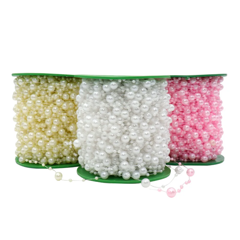 

Fishing Line Artificial Pearl Beads Chain Garland Flowers For DIY Wedding Bridal Bouquet Flower Brides Headgear Party Hot