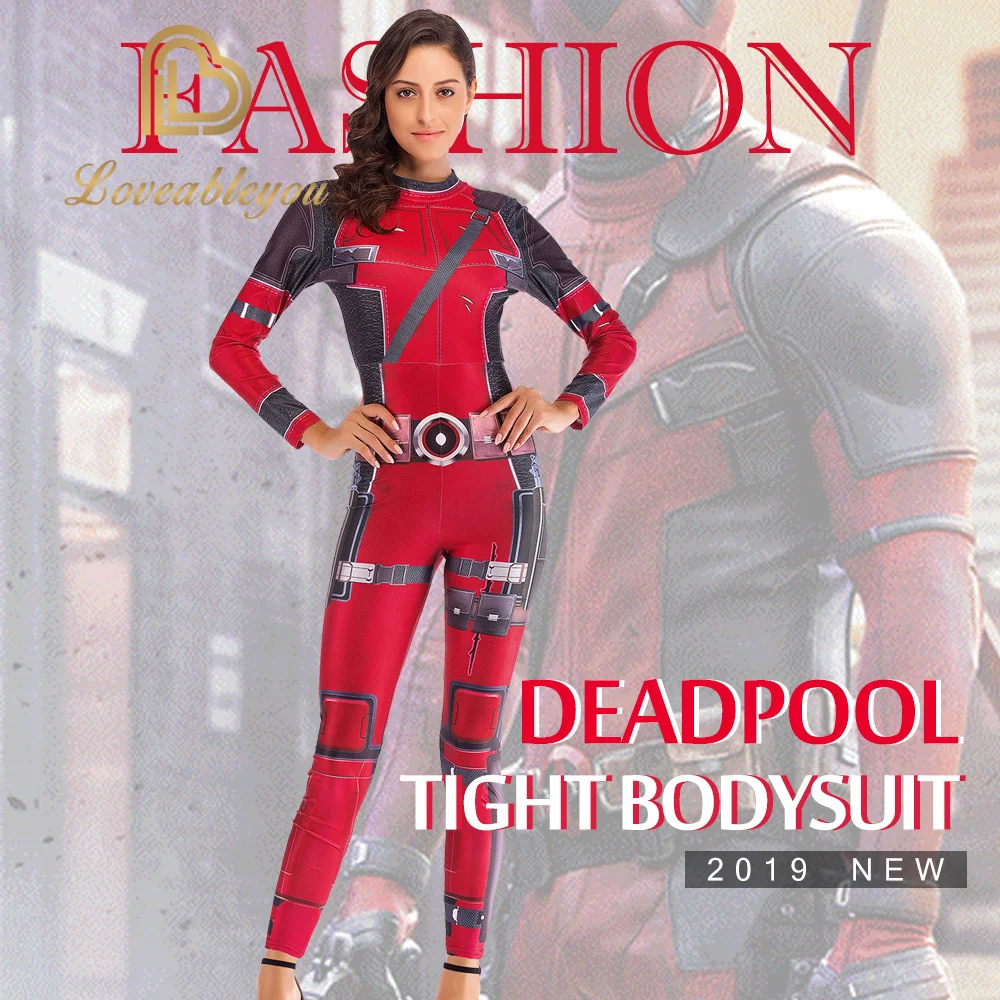 Супер герой Дэдпул Костюм Косплей Аниме боди костюмы на Хэллоуин для женщин плюс