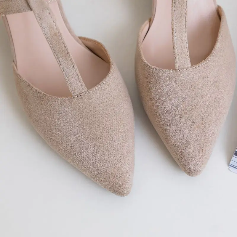 

COOLULU 2020 New Fashion Women T-strap Pumps Pointed Toe High Square Heel Pumps Women Shoes Slingback Ladies Pumps Szie 34-43