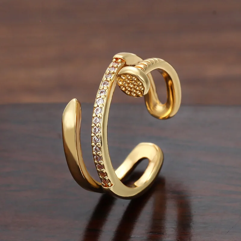 

Daihe Luxury Screw Ring Women 18K Gold plated Adjustable Colorful Crystal Zircon Rings Copper For Women Gift Jewelry Wholesale