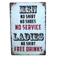 men no shirt no shoes no service ladies no shirt free drinks tin sign funny vintage metal tin sign retro poster plaque cafe