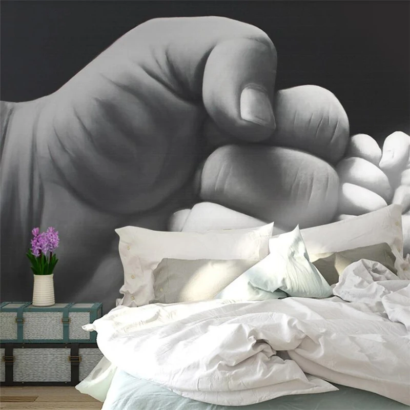 Обои на заказ 3d фреска креативная ручная роспись черный и белый кулак фон