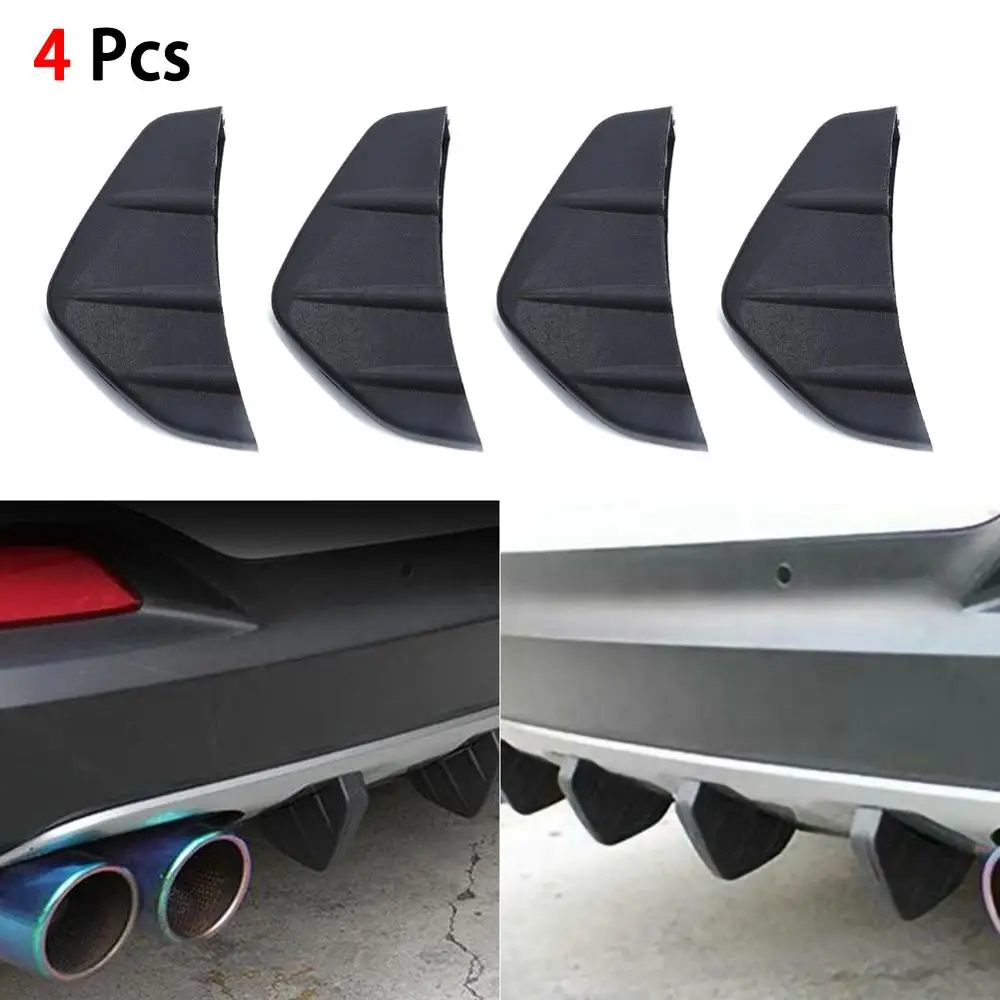 

4Pcs Universal Car Rear Bumper Diffuser Car Back Bumper Spoiler Splitter Shark Fin Protect Cover Anti-crash Car Accessories