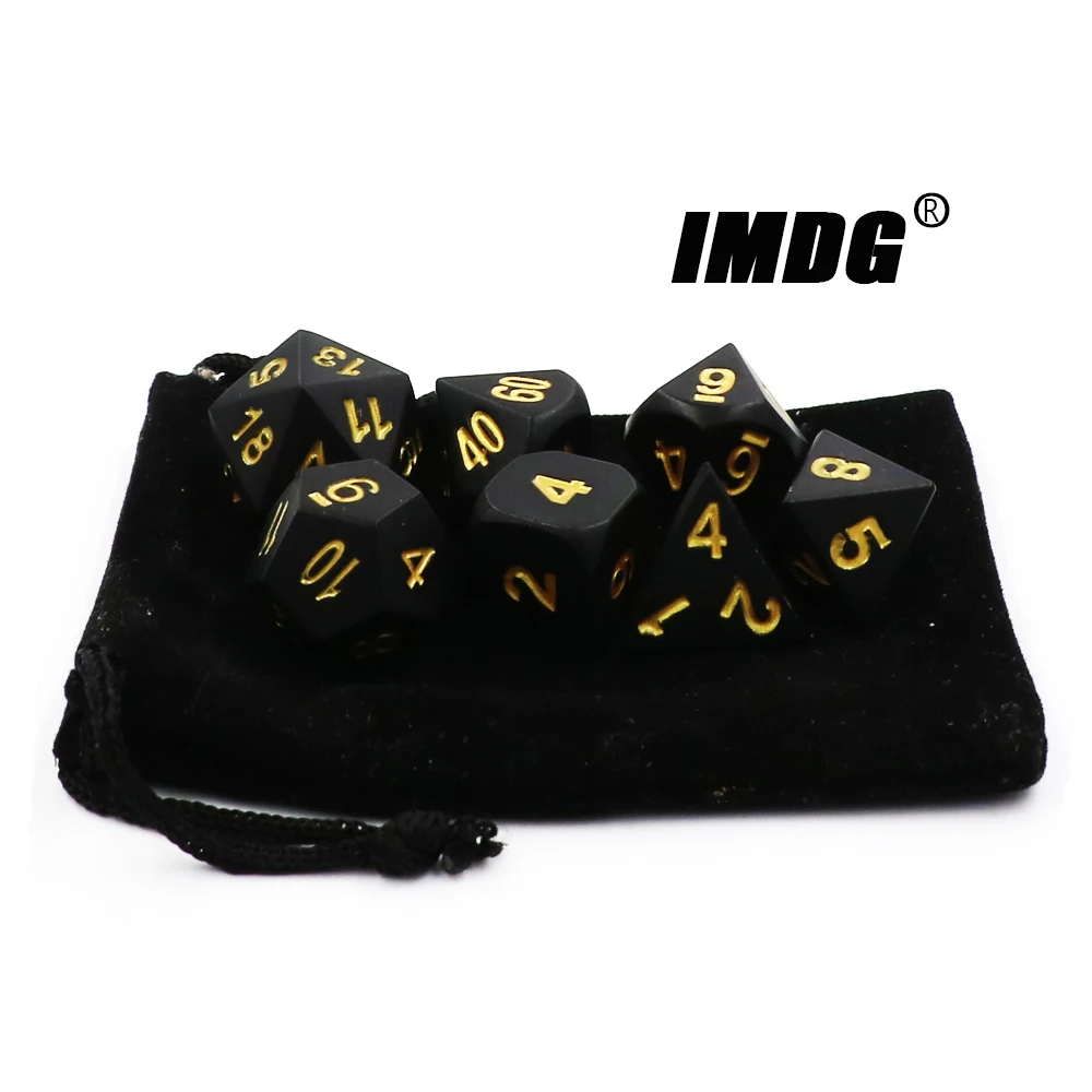 IMDG 7 шт./компл. Творческий RPG игра в кости многогранник металлические игральные кубики DND черного и золотого цвета Цвет цифровой игра в кости