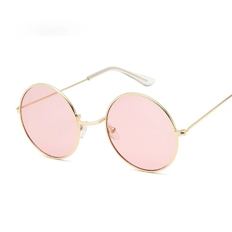 

Солнцезащитные очки в ретро-стиле женские, зеркальные солнечные аксессуары из сплава, в круглой оправе, с линзами розового цвета, чёрные, 2021
