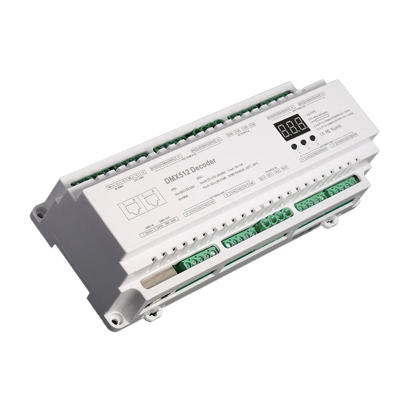 DMX512 декодер DC12V-24V 3Ax40CH Max 120A 2880W Выход RGB/RGBW полосы RJ45 Подключите светодиодный Sn 40