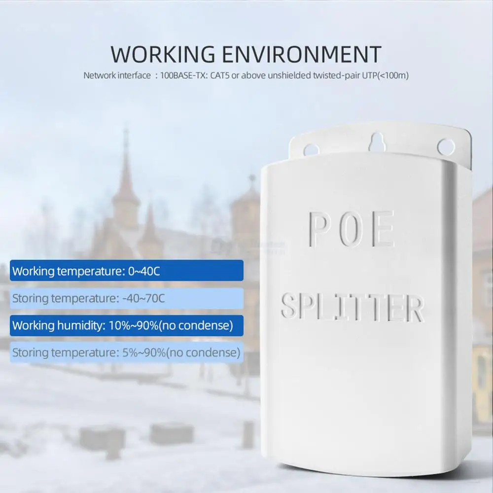 Открытый 10/100 м PoE сплиттер IEEE 802.3af/по стандарту и 12 В 2A выход DC44-57V 0.65A 30 Вт Входная