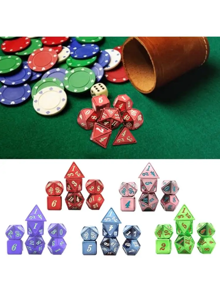 

7pcs/set Deluxe Metal Dice Polyhedral Game Dice Set RPG MTG Board Game Dice