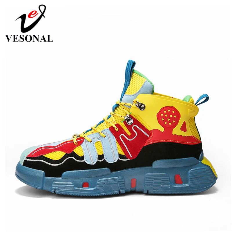 VESONAL 2020 Spring Autumn Personality High Top Sneakers Men Shoes Casual Hip Hop Rock Breathable Male Footwear comfortable | Обувь