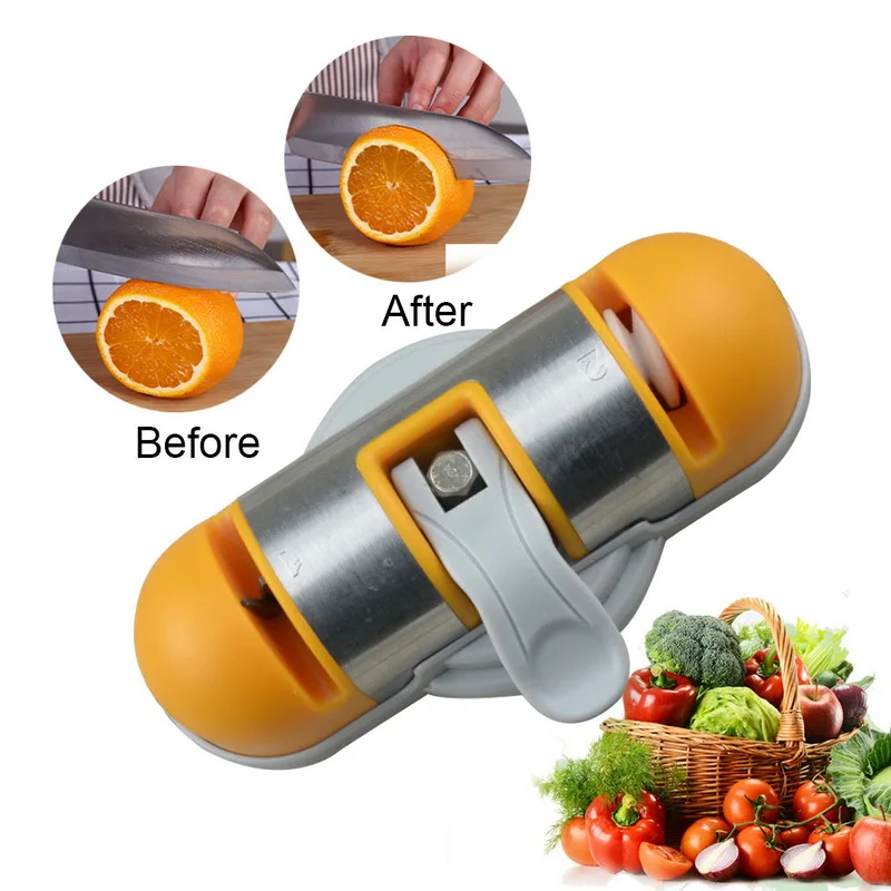 Зеленый/желтый мини-кухонный инструмент для заточки ножей вольфрамовый