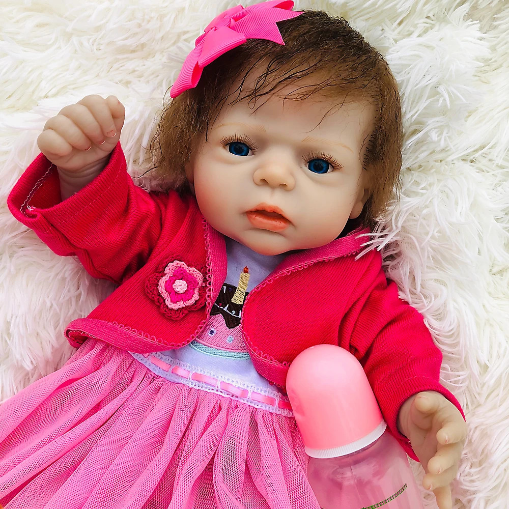 

22 Inch Bebe Reborn baby Doll Full Silicone Vinyl reborn girl dolls Realistic newborn Baby Toy Doll For Children xmas gift