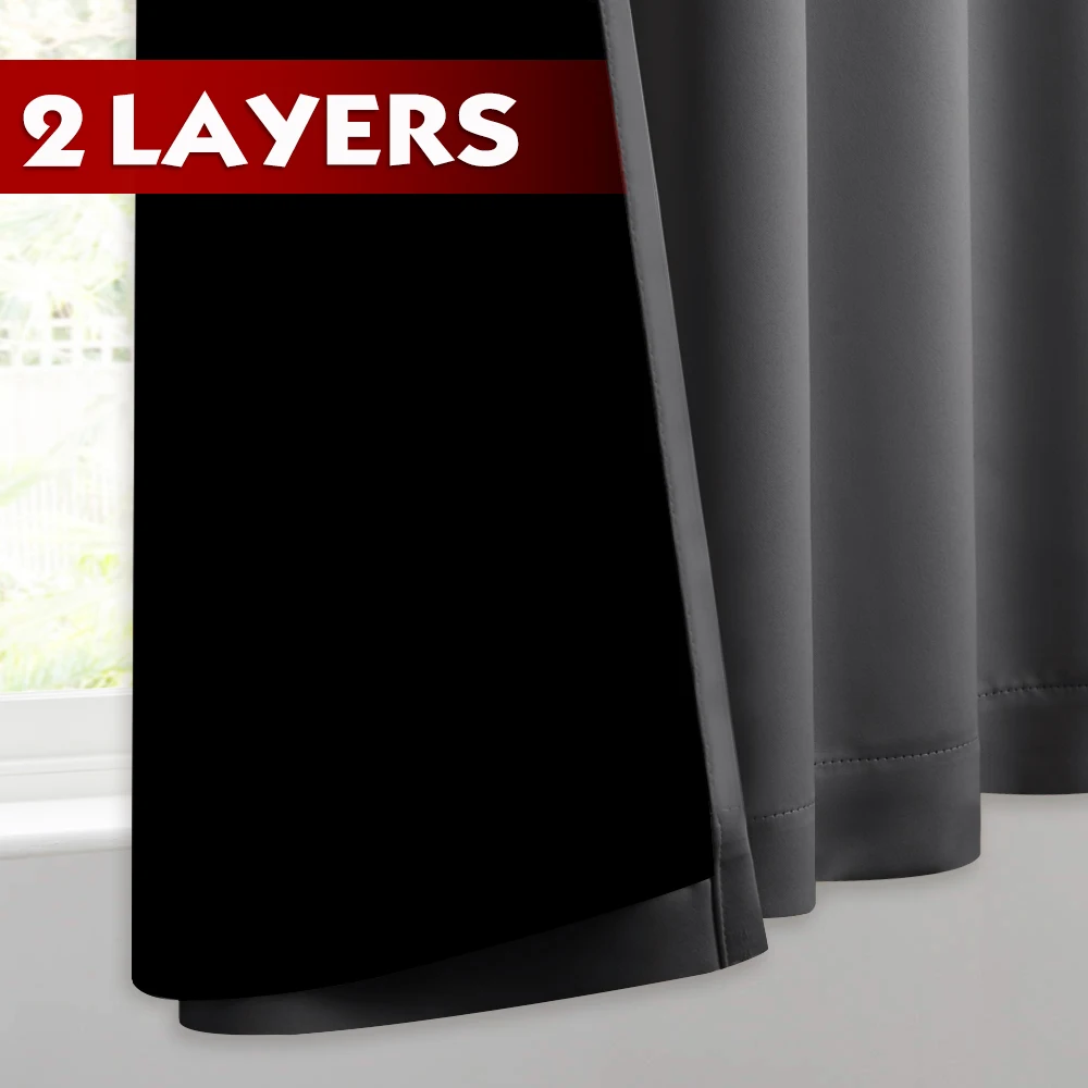 100% двухслойная затемненная занавеска драпировка с люверсами черная подкладка