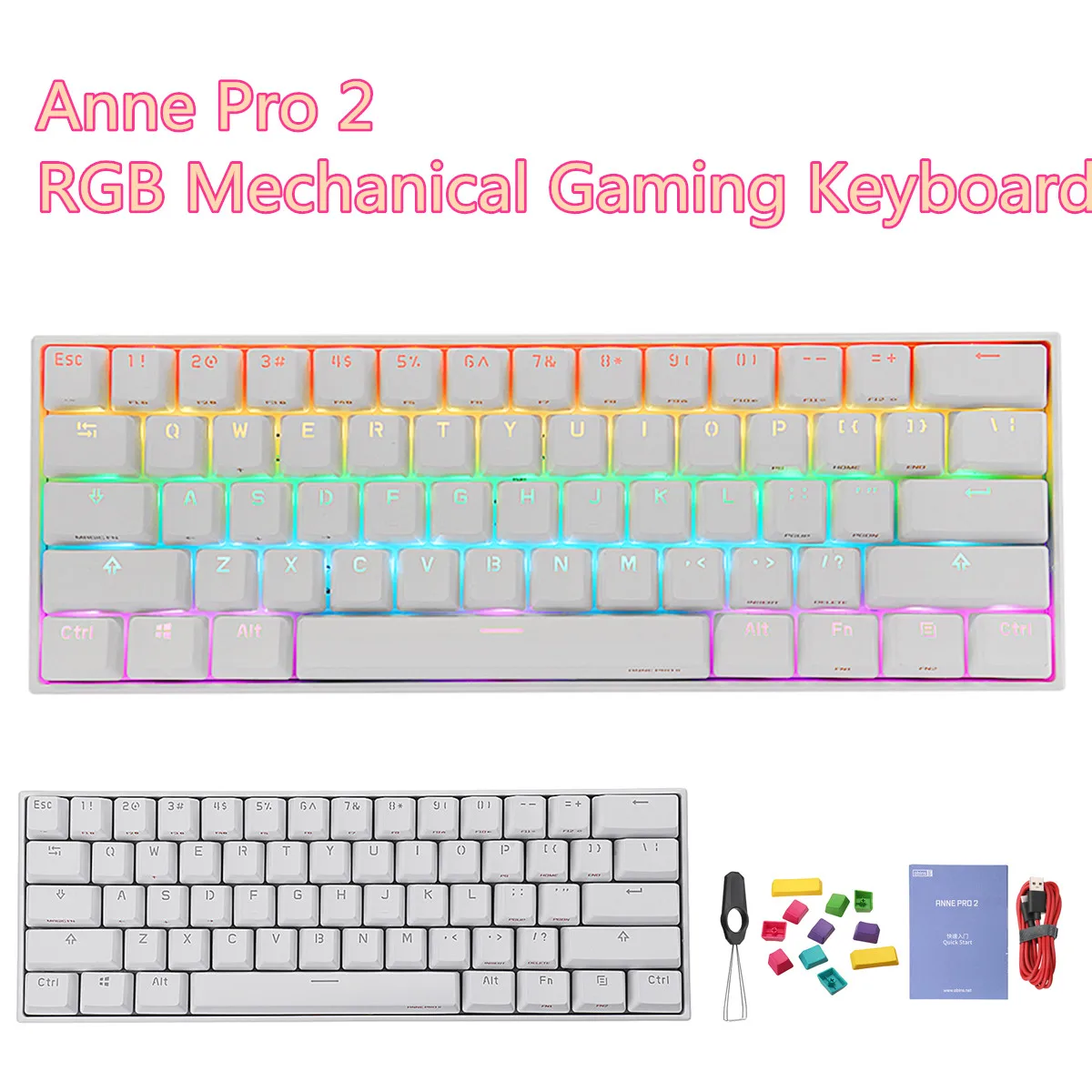 Anne Pro2, 61 , 60% , NKRO, bluetooth, Type-C, RGB,  , Kailh Box Switch