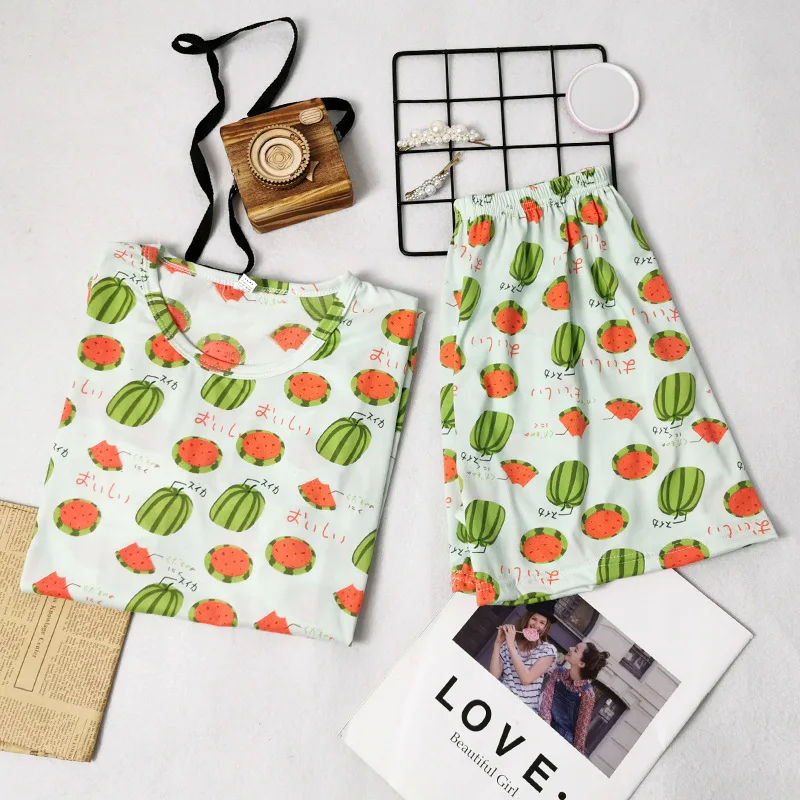 Женская пижама с коротким рукавом и принтом в виде арбуза|Комплекты пижам| |