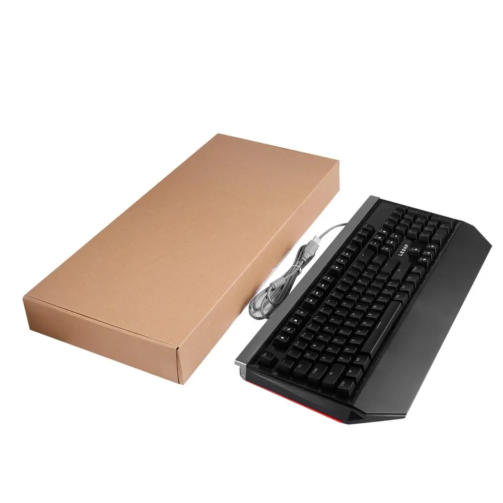 

Проводная USB-клавиатура LESHP для игр, офиса, механическая клавиатура со светодиодный Ной подсветкой, верхняя крышка из алюминиевого сплава дл...